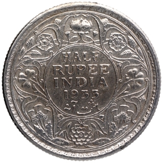 Silver Half Rupee Coin of King George V of Calcutta Mint of 1933.