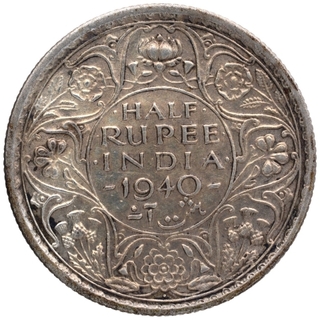 Silver Half Rupee Coin of King George VI of Bombay Mint of 1940.