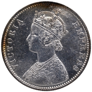 Silver One Rupee Coin of Victoria Empress of Bombay Mint of 1879.