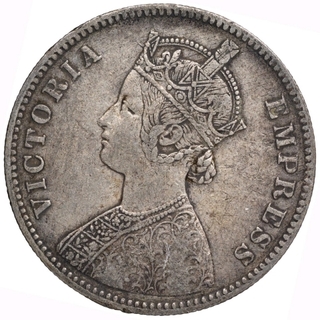 Silver One Rupee Coin of Victoria Empress of Calcutta Mint of 1880.