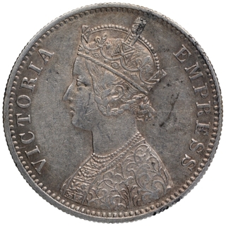 Silver One Rupee Coin of Victoria Empress of Calcutta Mint of 1900.