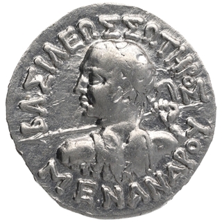 Silver Drachma Coin of Menander I of Indo Greeks.