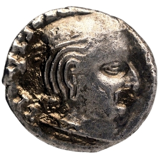 Silver Drachma Coin of Isvaradatta of Western Kshatrapas.