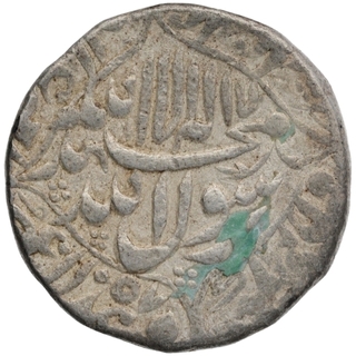 Silver One Rupee coin of Shahjahan of Surat mint.