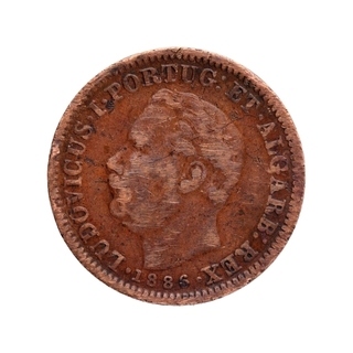 Copper Quarter Tanga Coin of Luiz I of Indo Portuguese.