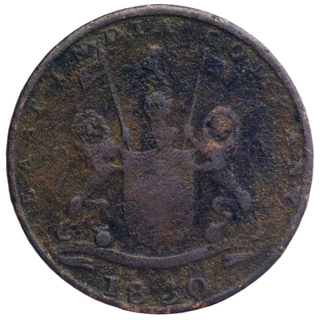 Copper Quarter Anna Coin of Bombay Presidency.