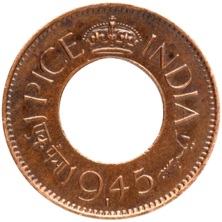 Bronze One Pice Coin of King George VI of Lahore Mint of 1945.