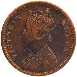 Copper One Quarter Anna Coin of Victoria Queen of Bombay Mint of 1875.