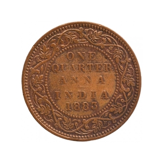 Copper One Quarter Anna Coin of Victoria Empress of Bombay Mint of 1883.