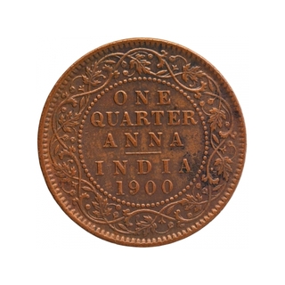 Copper One Quarter Anna Coin of Victoria Empress of Calcutta Mint of 1900.