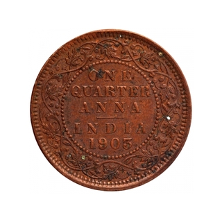 Copper One Quarter Anna Coin of King Edward VII of Calcutta Mint of 1903.