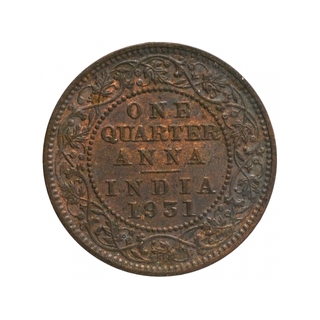 Bronze One Quarter Anna Coin of King George V of Calcutta Mint of 1931.