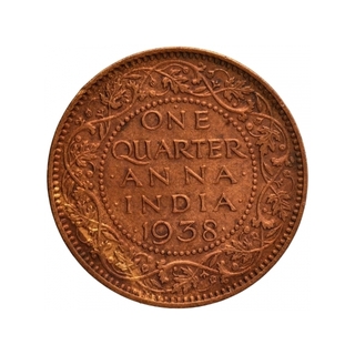 Bronze One Quarter Anna Coin of King George VI of Bombay Mint of 1938.