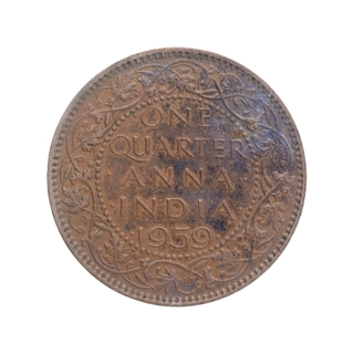 Bronze One Quarter Anna Coin of King George VI of Calcutta Mint of 1939.