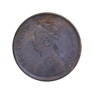 Copper Half Anna Coin of Victoria Queen of Madras Mint of 1862.