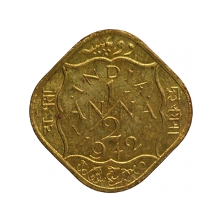 Nickel Brass Half Anna Coin of King George VI of Bombay Mint of 1942.