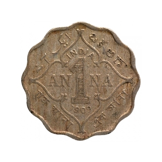 Cupro Nickel One Anna Coin of King Edward VII of  Bombay Mint of 1909.