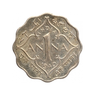 Cupro Nickel One Anna Coin of King George VI of Bombay Mint of 1940.