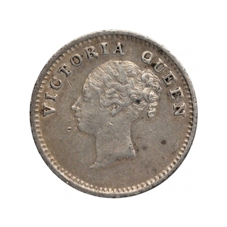 Silver Two Annas Coin of Victoria Queen of Madras Mint of 1841.