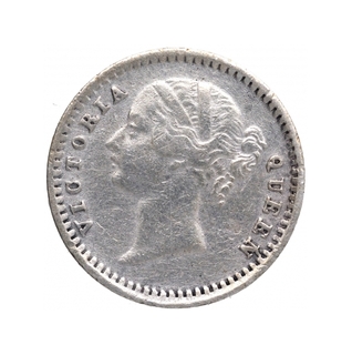 Silver Two Annas Coin of Victoria Queen of Bombay Mint of 1841.