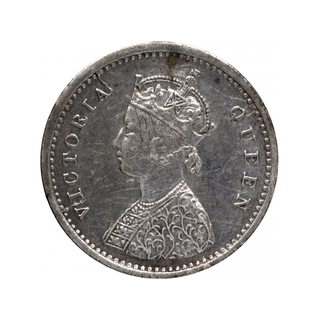 Silver Two Annas Coin of Victoria Queen of Madras Mint of 1862.