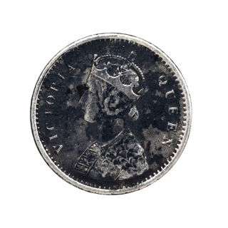 Silver Two Annas Coin of Victoria Queen of Bombay Mint of 1874.