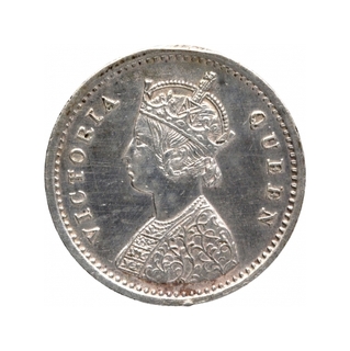 Silver Two Annas Coin of Victoria Queen of Bombay Mint of 1875.