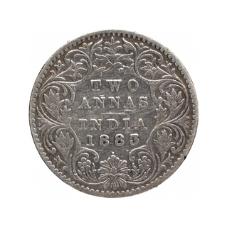 Silver Two Annas Coin of Victoria Empress of Bombay Mint of 1883.