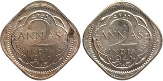 Cupro Nickel Two Annas Coins of King George VI of Calcutta and Bombay Mint of 1941.