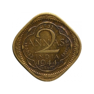 Nickel Brass Two Annas Coin of King George VI of Bombay Mint of 1944.