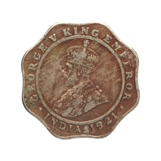 Cupro Nickel Four Annas Coin of King George V of Bombay Mint of 1921.