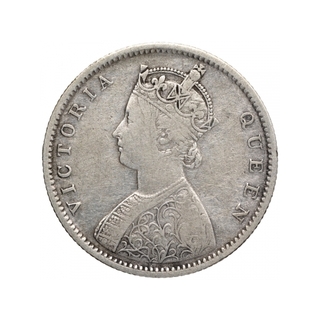 Silver Half Rupee Coin of Victoria Queen of Bombay Mint of 1862.