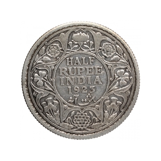 Silver Half Rupee Coin of King George V of Bombay Mint of 1923.