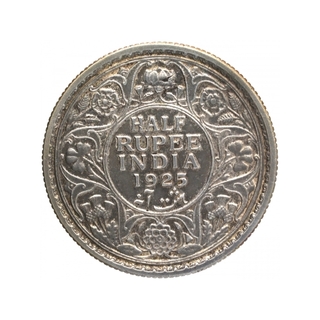 Silver Half Rupee Coin of King George V of Calcutta Mint of 1925.