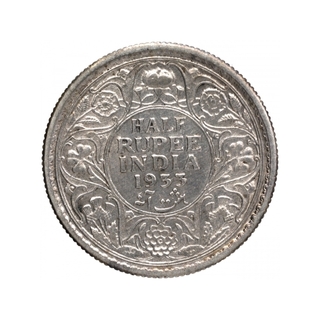 Silver Half Rupee Coin of King George V of Calcutta Mint of 1933.