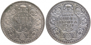 Silver Half Rupee Coins of King George VI of Bombay Mint of 1941.