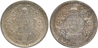 Silver Half Rupee Coins of King George VI of Bombay Mint of 1944.