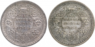 Silver Half Rupee Coins of King George VI of Lahore Mint of 1944.