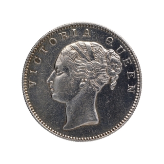 Silver One Rupee Coin of Victoria Queen of Bombay Mint of 1840.