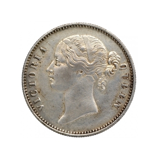 Silver One Rupee Coin of Victoria Queen of Calcutta Mint of 1840.