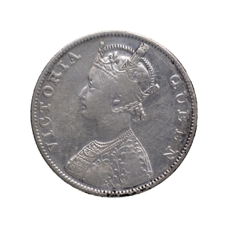 Silver One Rupee Coin of Victoria Queen of Madras Mint of 1862.