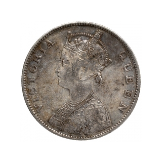 Silver One Rupee Coin of Victoria Queen of Madras Mint of 1862.