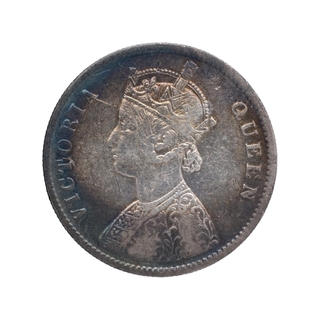 Silver One Rupee Coin of Victoria Queen of Calcutta Mint of 1862.