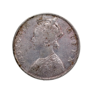 Silver One Rupee Coin of Victoria Queen of  Calcutta Mint of1862.