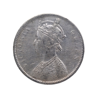 Silver One Rupee Coin of Victoria Queen of Bombay Mint of 1862.