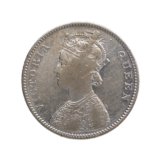 Silver One Rupee Coin of Victoria Queen of Bombay Mint of 1862.