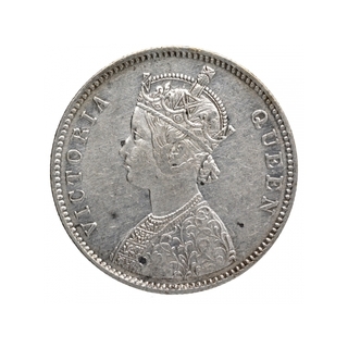 Silver One Rupee Coin of Victoria Queen of Bombay Mint of 1862.