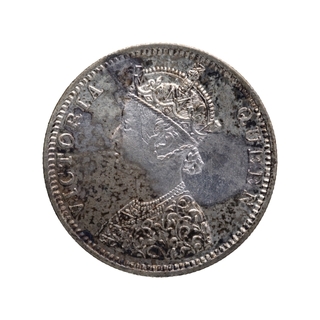 Silver One Rupee Coin of Victoria Queen of Bombay Mint of 1874.