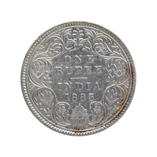 Silver One Rupee Coin of Victoria Empress of Bombay Mint of 1883.