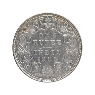 Silver One Rupee Coin of Victoria Empress of Bombay Mint of 1900.